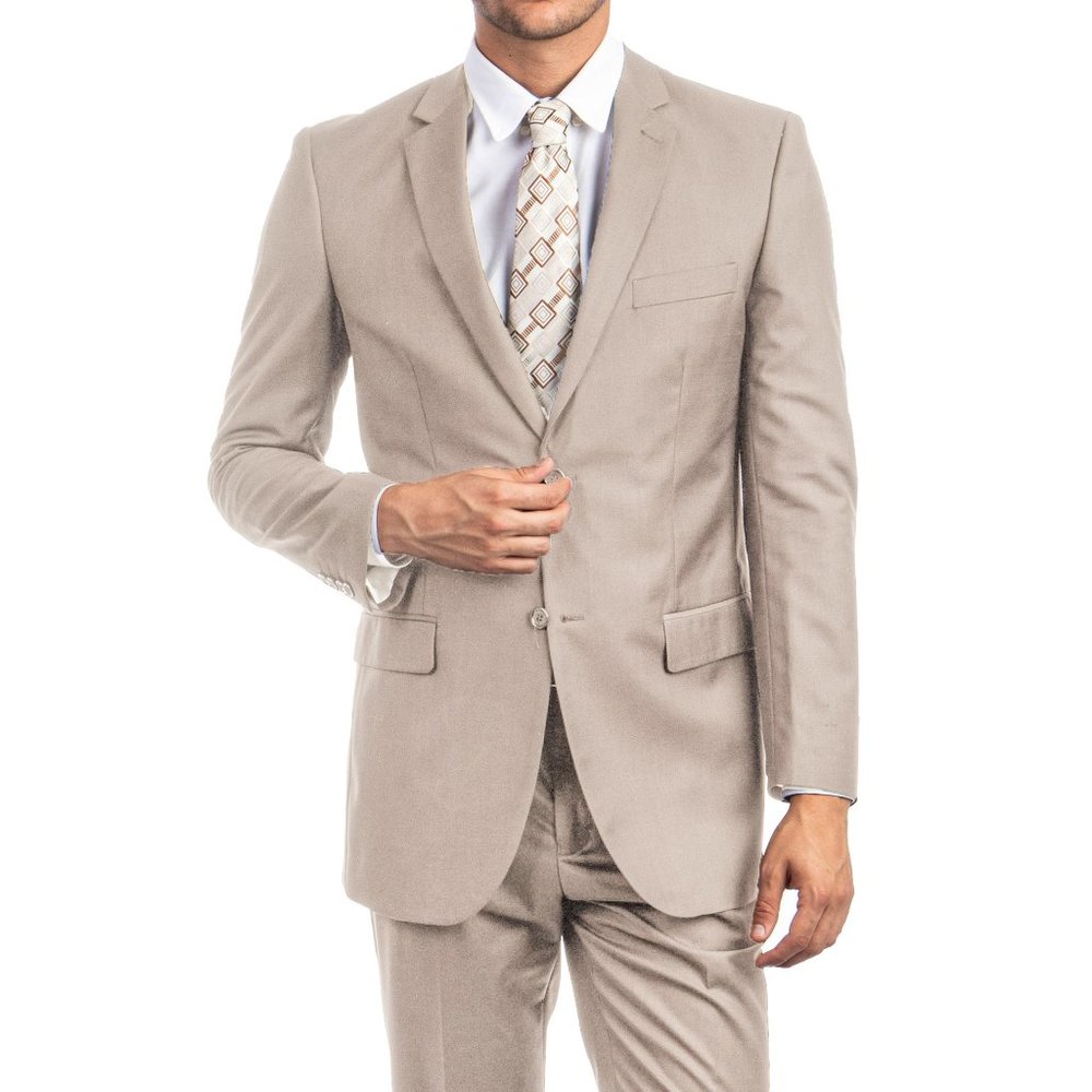 Mens 2pc Modern Fit Suit Notch Lapel, Tan
